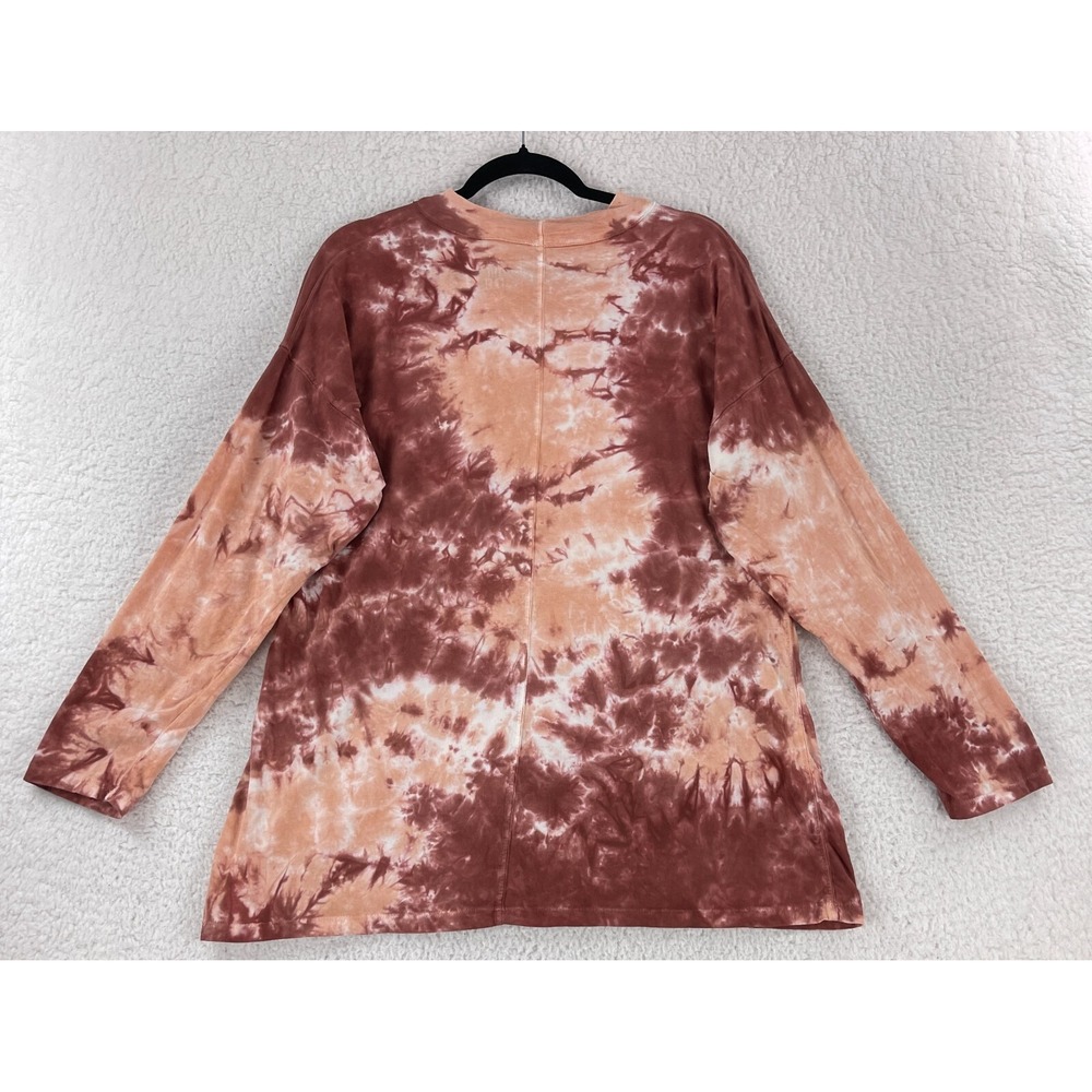 We the Free People Be Free T-Shirt Women Small Orange Tie-Dye Long Sleeve Casual - Picture 10 of 13